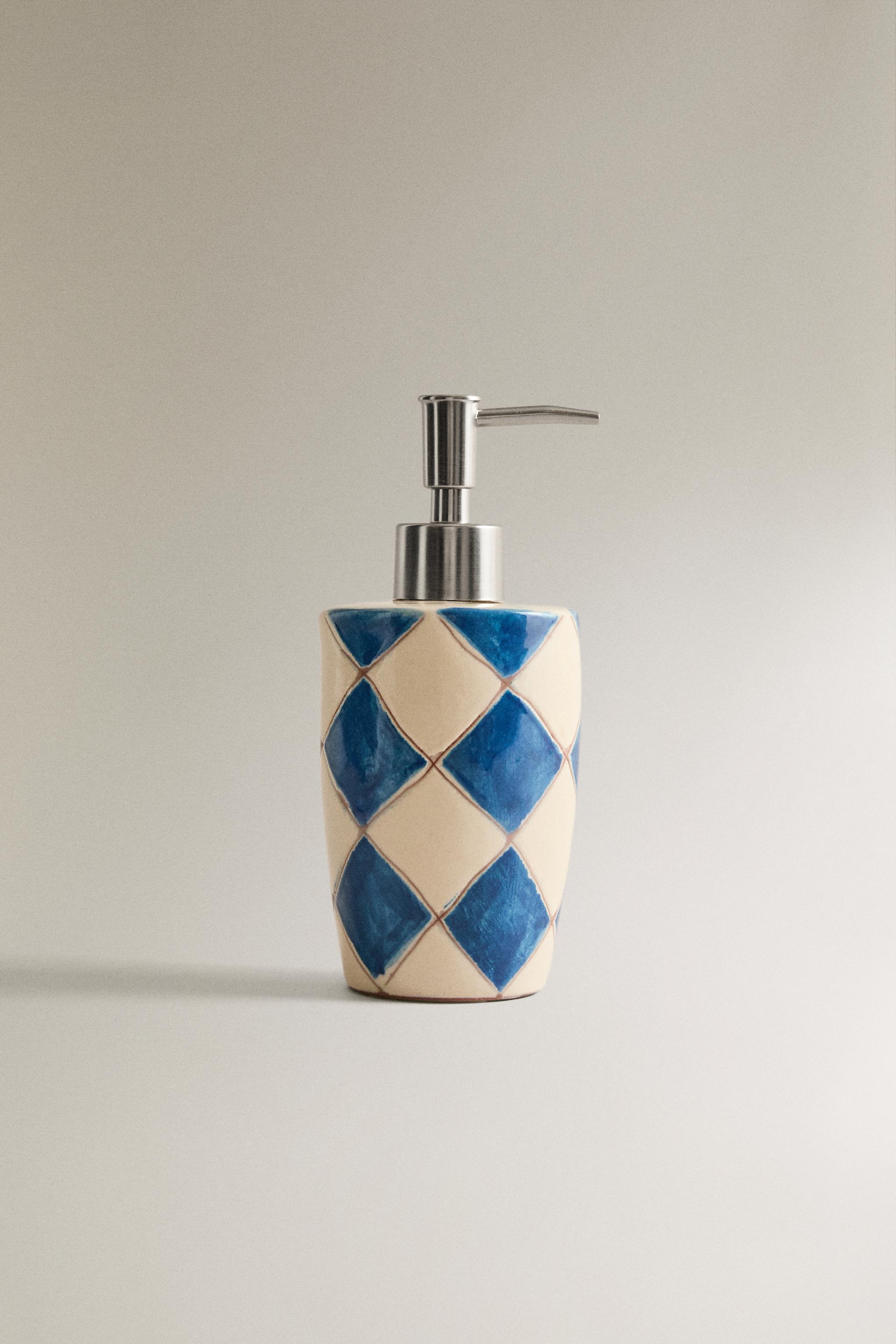 BLUE DIAMOND CERAMIC SOAP DISPENSER